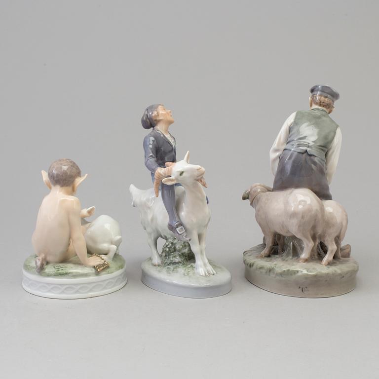 Three Royal Copenhagen porcelain figure groups, Denmark, 1950s.