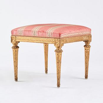 A Gustavian stool by Johan Lindgren, (Stockholm 1770-1819).