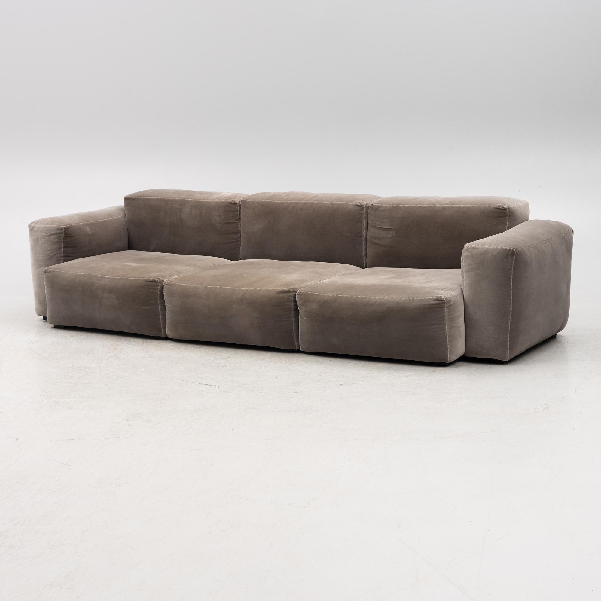A "Mags" three-piece modular sofa from HAY, Denmark.