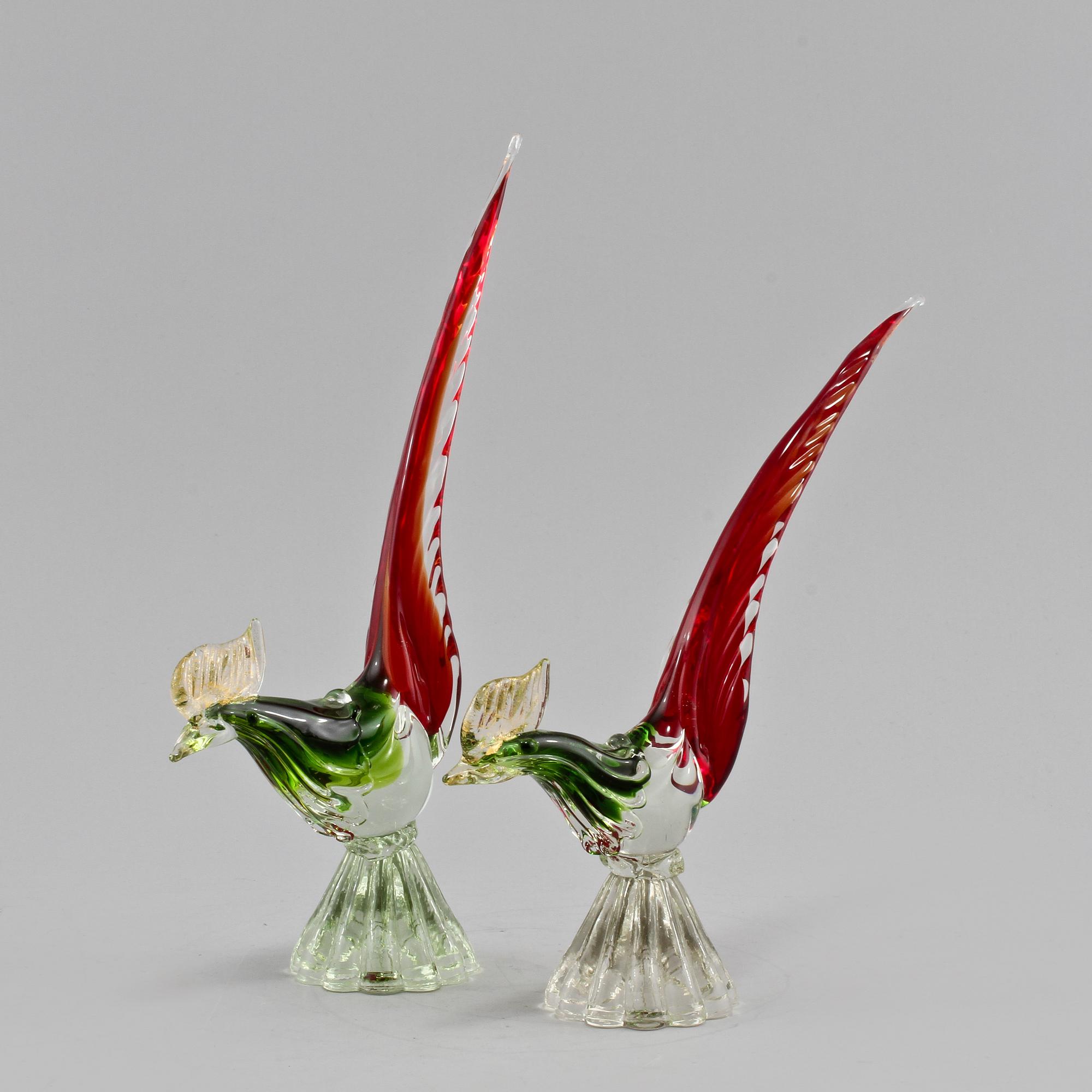 FIGURINER, 2 st snarlika, glas, Murano, Italien, omkring 1900-talets mitt.