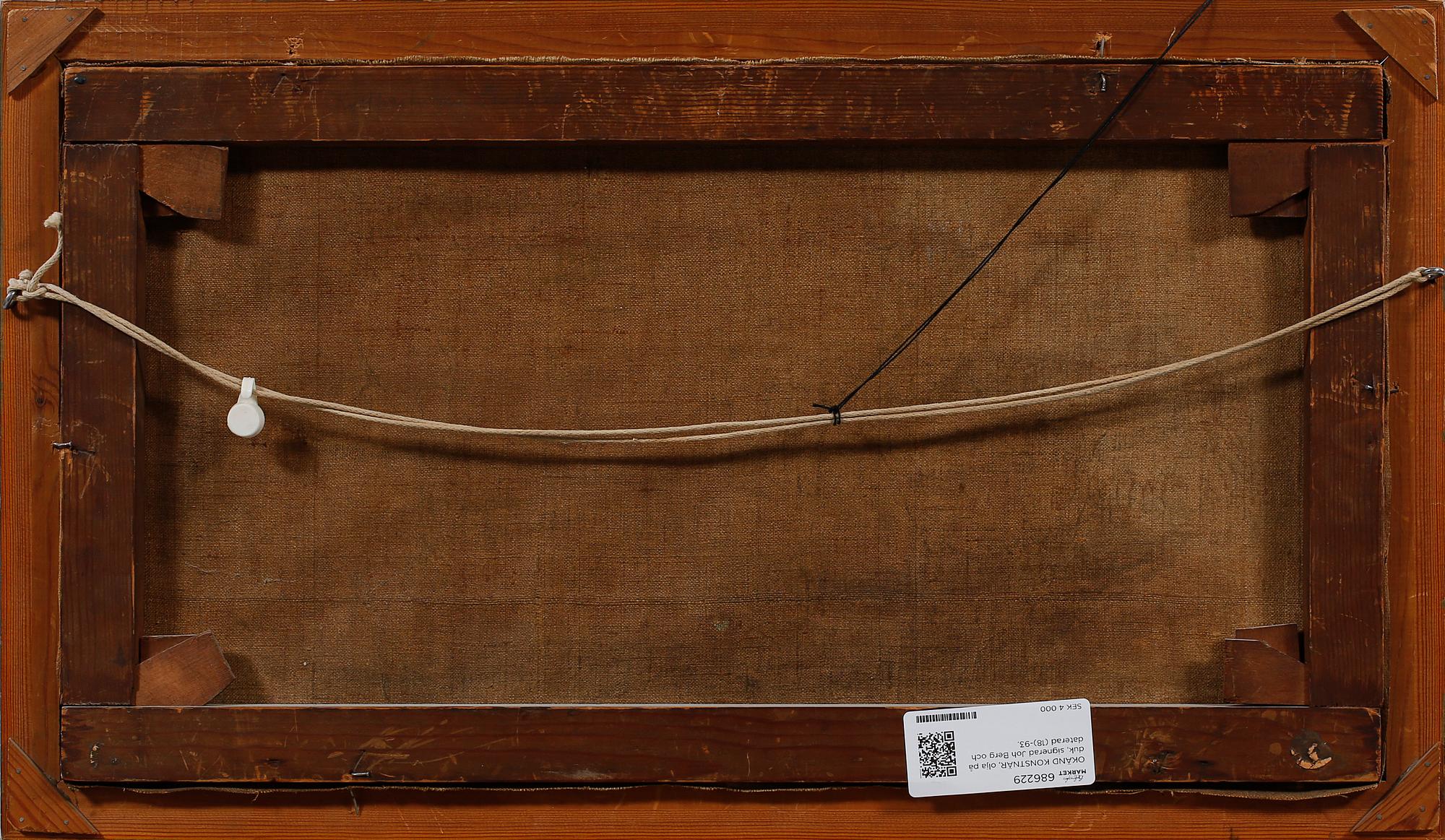 JOHAN FREDRIK BERG, tillskriven, olja på duk, signerad Joh Berg och daterad (18)-93.