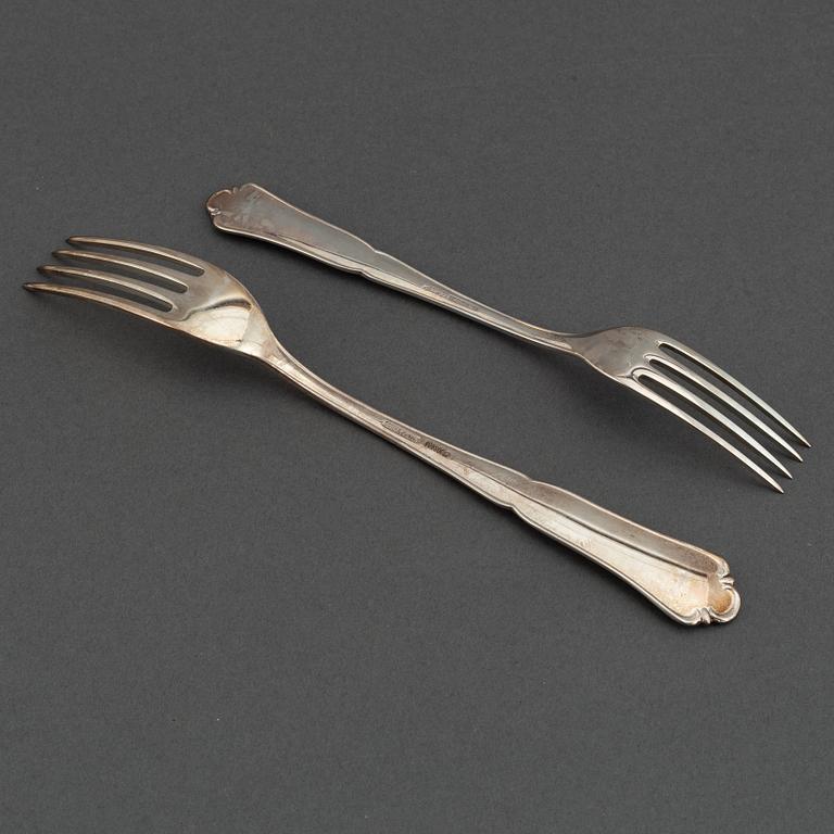 A german silver cutlery service, silver 800, including Bruckmann (68+ 24 pieces).