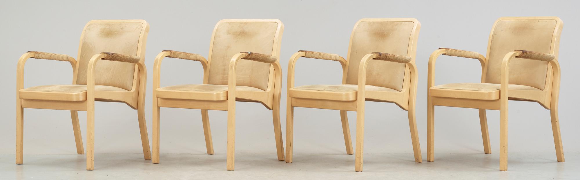 KARMSTOLAR, 4 st, modell E45, Alvar Aalto, Artek.