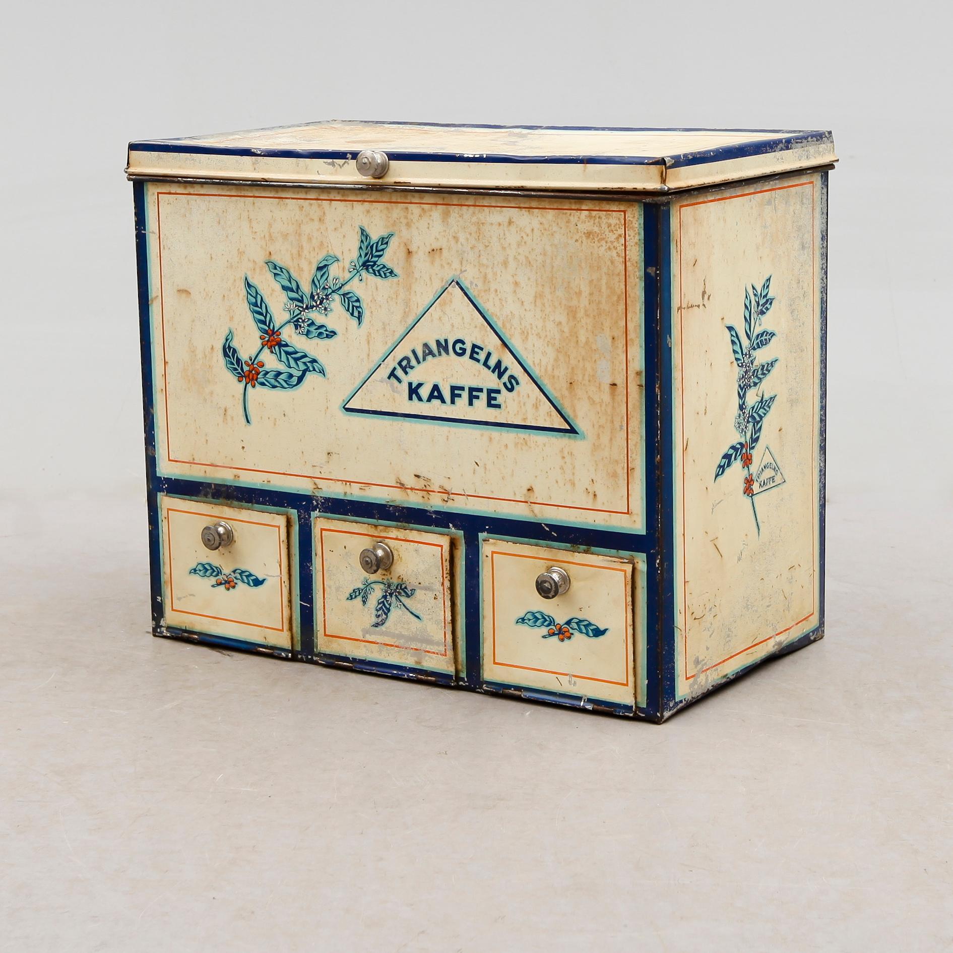 KAFFEBOX, plåt, Triangelns Kaffe, 1900-taltes mitt.