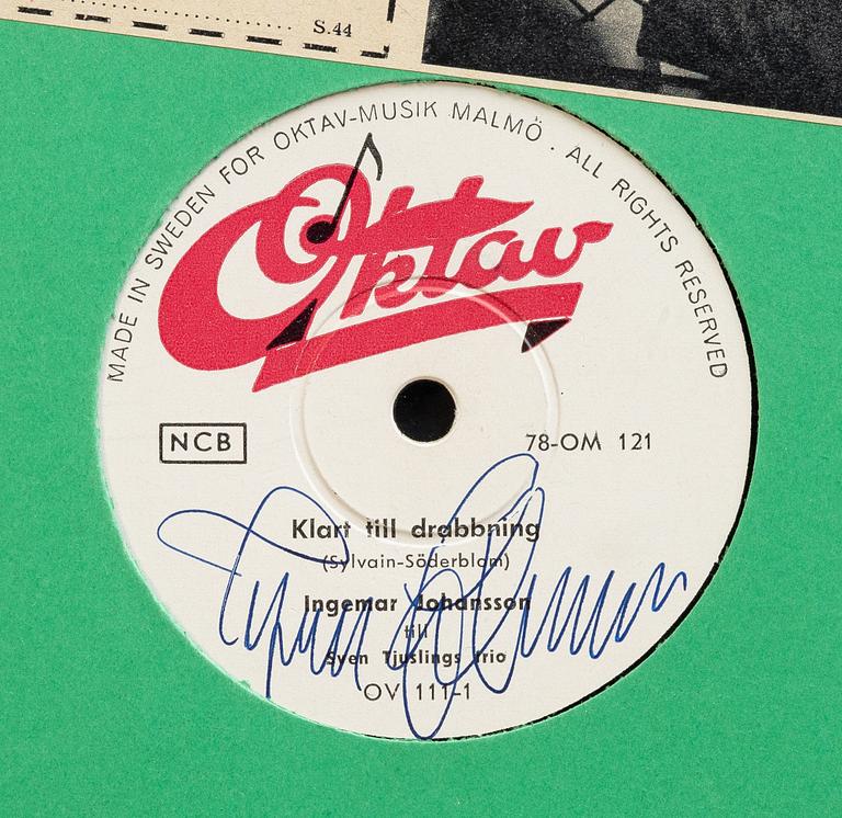 Ingemar Johansson, a signed record, 'Klart till drabbning', 1957.