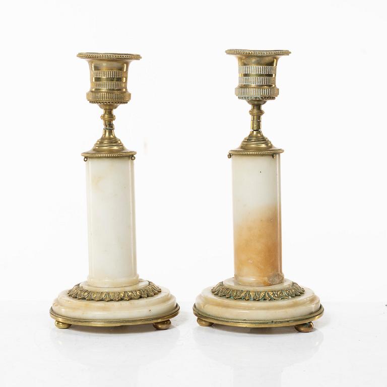 A pair of candelabra, Louis XIV, late 18th century, likely France.