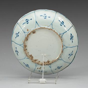A set of six blue and white kraak dishes, Ming dynasty, Wanli (1572-1620).