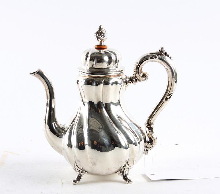 KAFFESERVIS, 3 delar, silver, importstämplar 1945.
