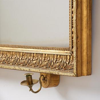 A two-branch Empire giltwood girandole mirror by P. G. Bylander (master in Gothenburg 1811-58).