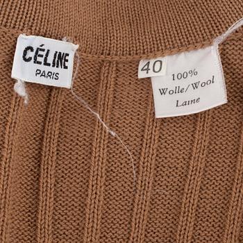 CÉLINE, a beige wool cardigan. French size 40.