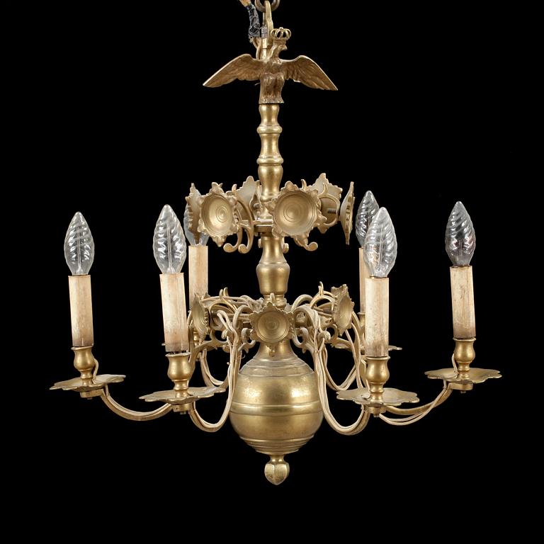 LJUSKRONA, mässing, barockstil, 1900-talets första hälft/mitt. Höjd ca 55cm.