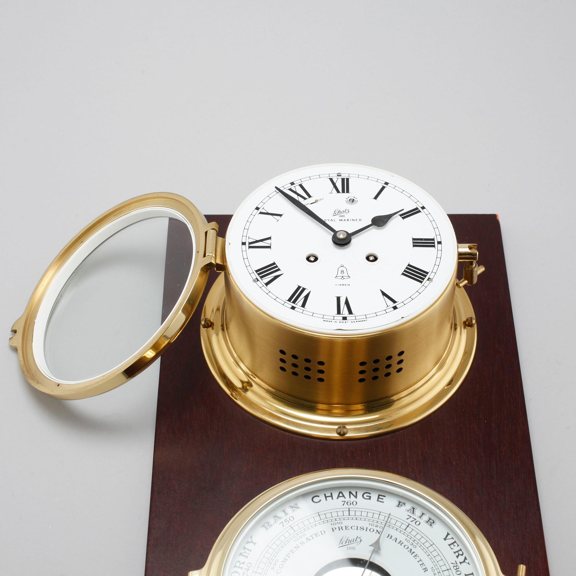 A barometer and clock by Schatz, Germany, second half of the 20th century.