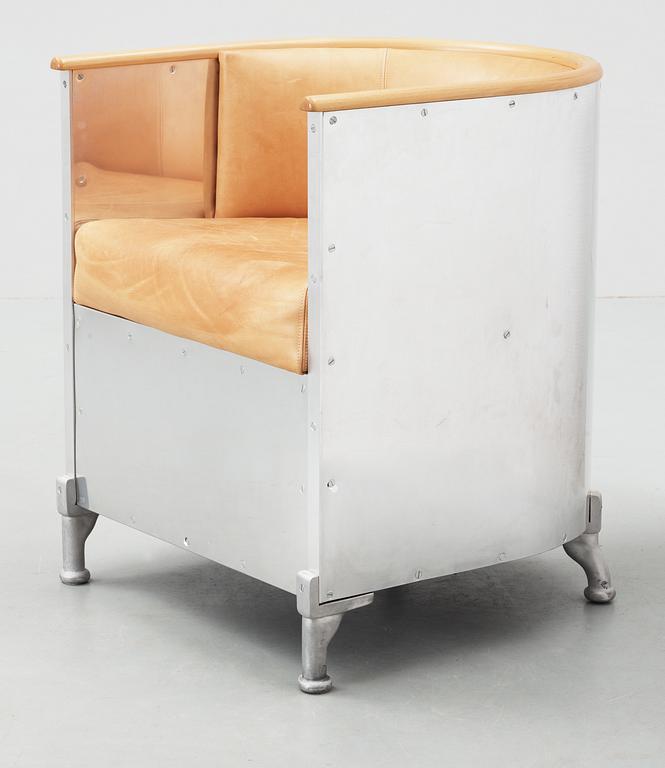 A Mats Theselius aluminium and leather 'Aluminium/Theselius' armchair, Källemo.