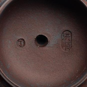 A 'bat' yixing teapot, China 1980s.