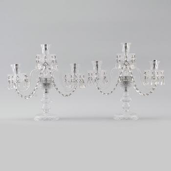 KANDELABRAR, 1 par, glas, 1900-talets mitt.