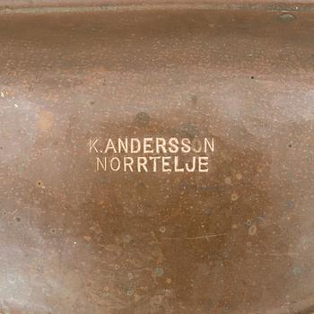 A Swedish copper water barrel around 1900 marked K Andersson Norrtelje.