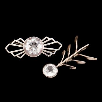 HÄNGE OCH BROSCH, silver och bergskristall, 1960-/70-tal.