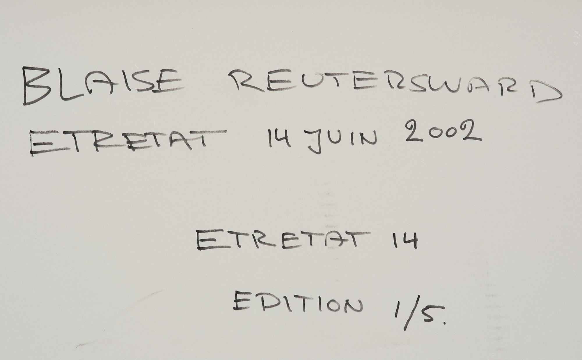 Blaise Reutersward, "ETRETAT 14", 2002.