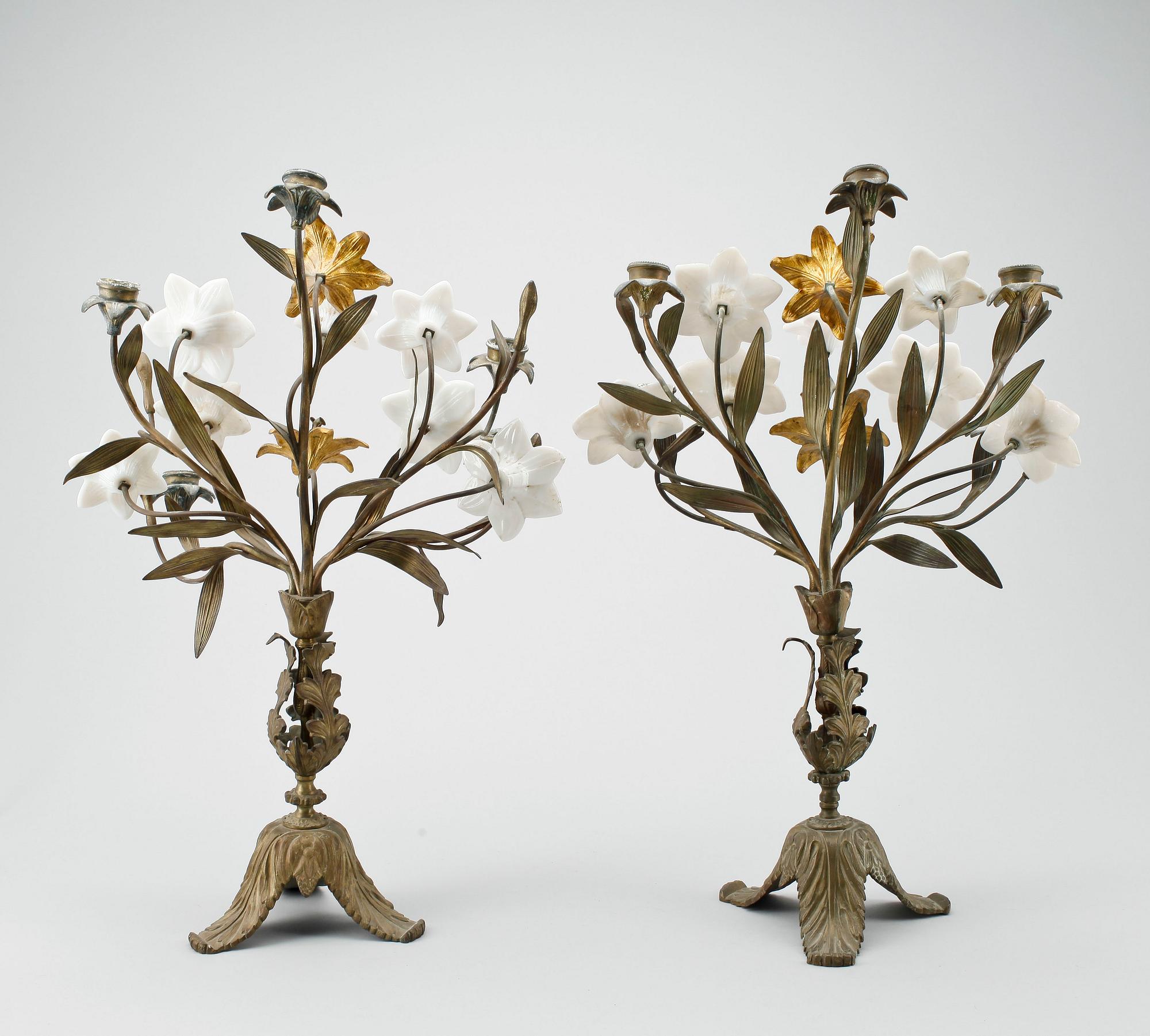 KANDELABRAR, ett par, sent 1800-tal.