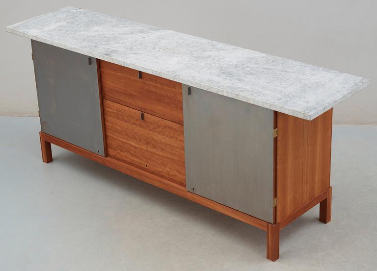 A Kerstin Olby cherry and travertine sideboard, Trätina, Skövde.