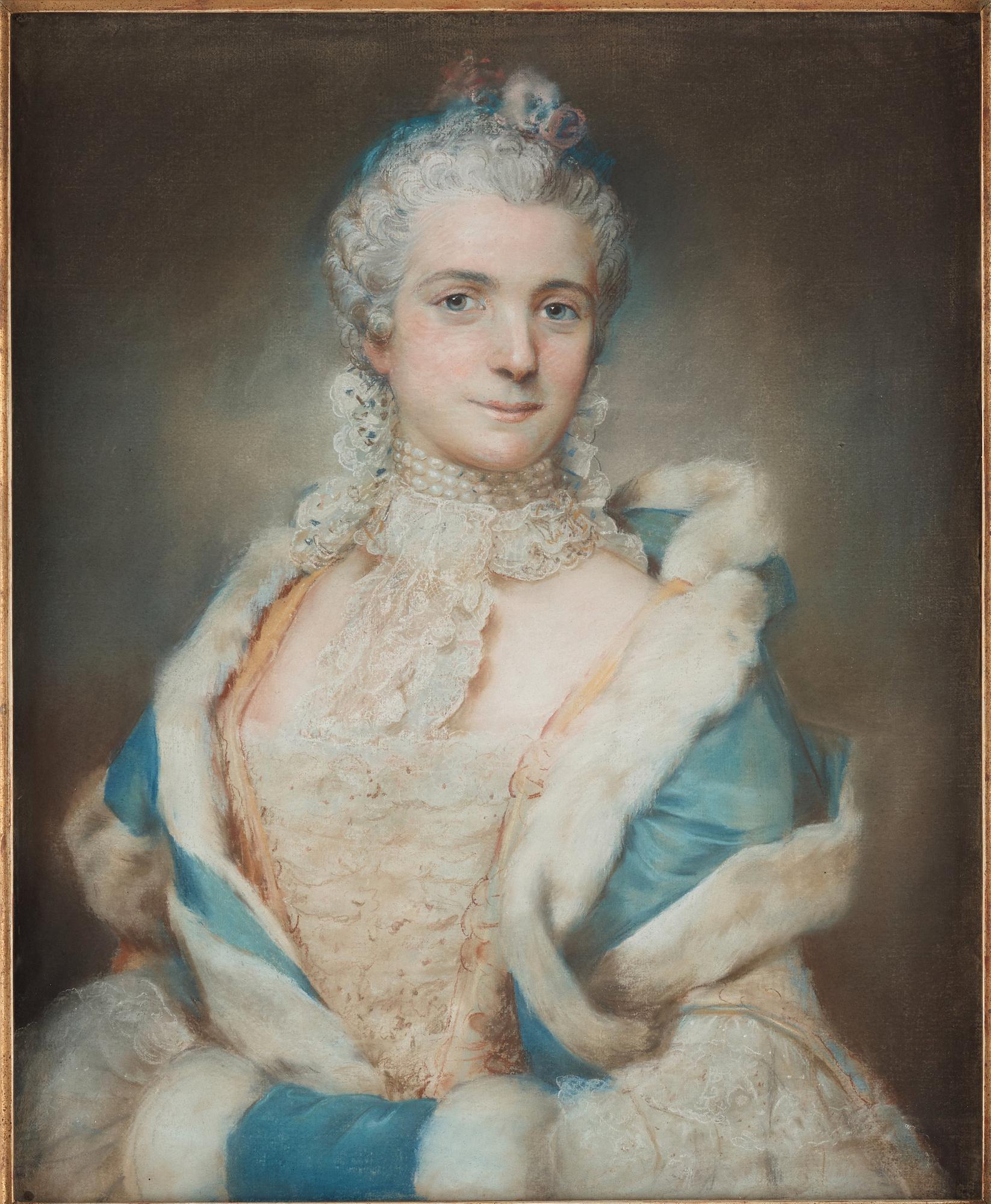 Jean-Baptiste Perroneau, Kvinna med pälsbrämad cape.