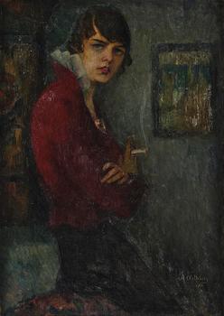 665. Åke Nothberg, Smoking woman.