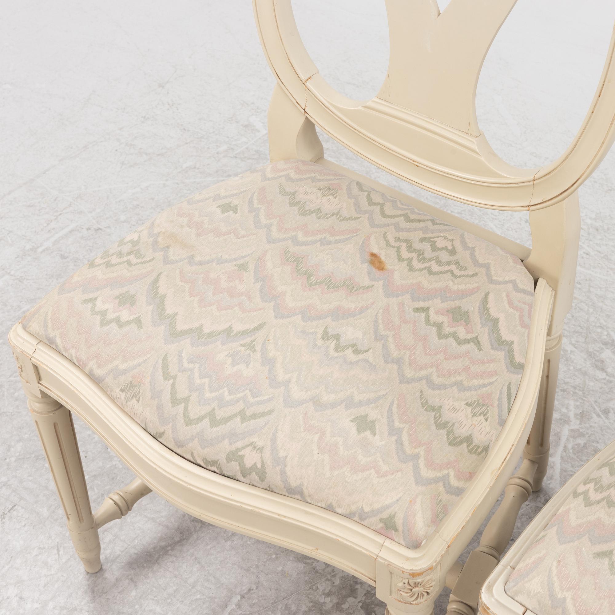 A set of eight Gustavian style chairs, late 20th century.