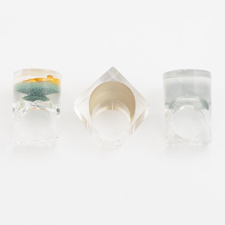 Siv Lagerström, three acrylic rings, 1970s.