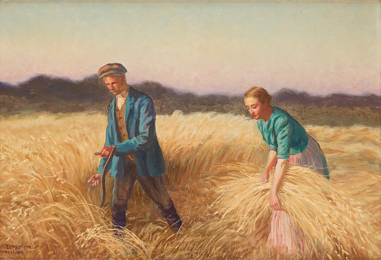 Emil Lindgren, Harvest scene from Grisslehamn, Sweden.