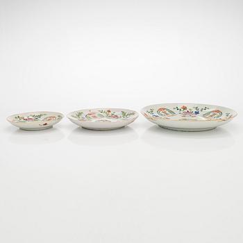 Nine late Qing dynasty porcelain plates, early 20th century.