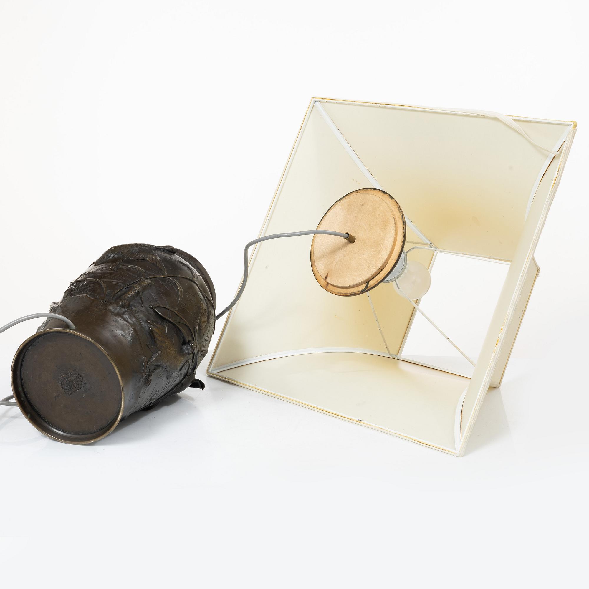 A Japanese bronze table lamp, 20th century.