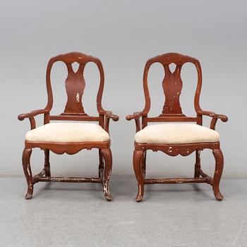 A pair of Swedish 18th century armchairs.