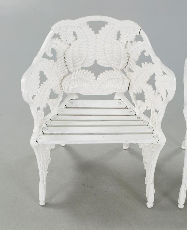 A pair of garden chairs from Melins in Anderstorp, second half of the 20th century.