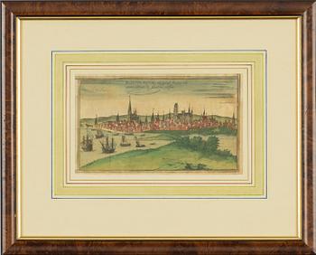 Frans Hogenberg,  Rostock från Sjösidan.