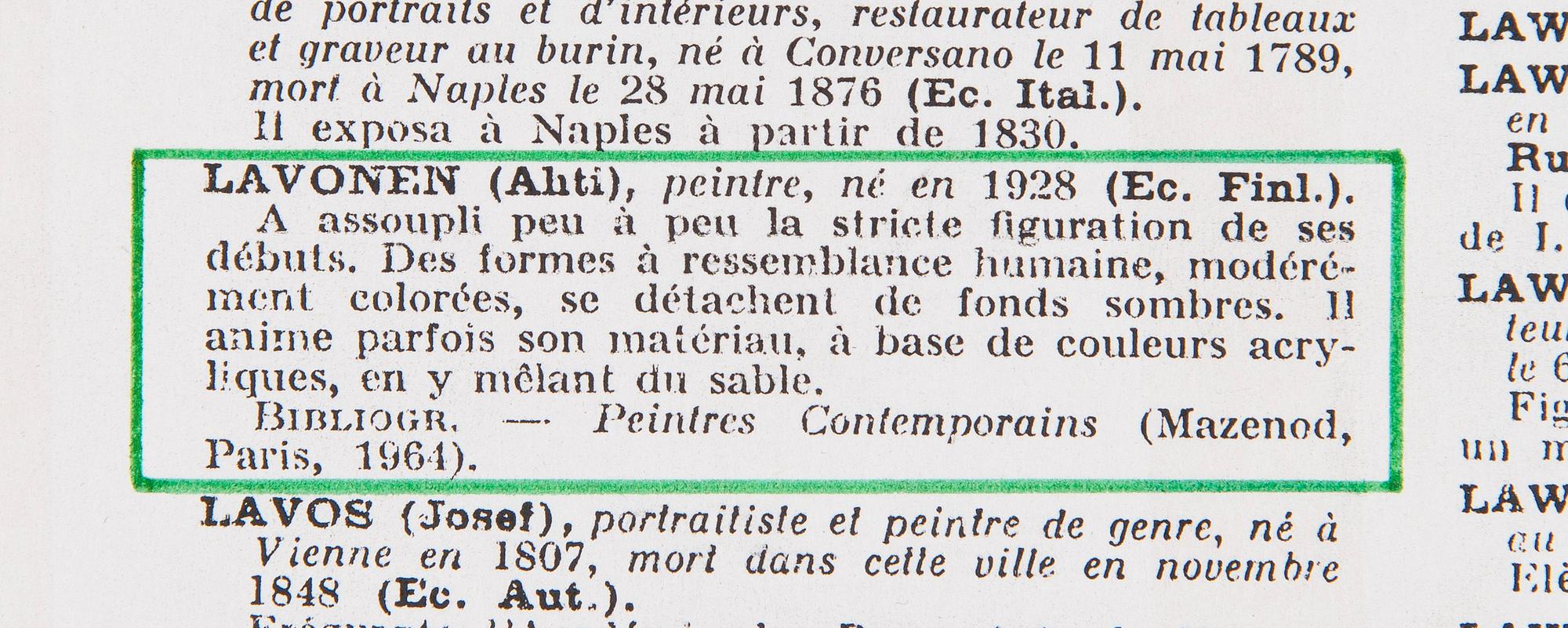 Ahti Lavonen, Silverkomposition.