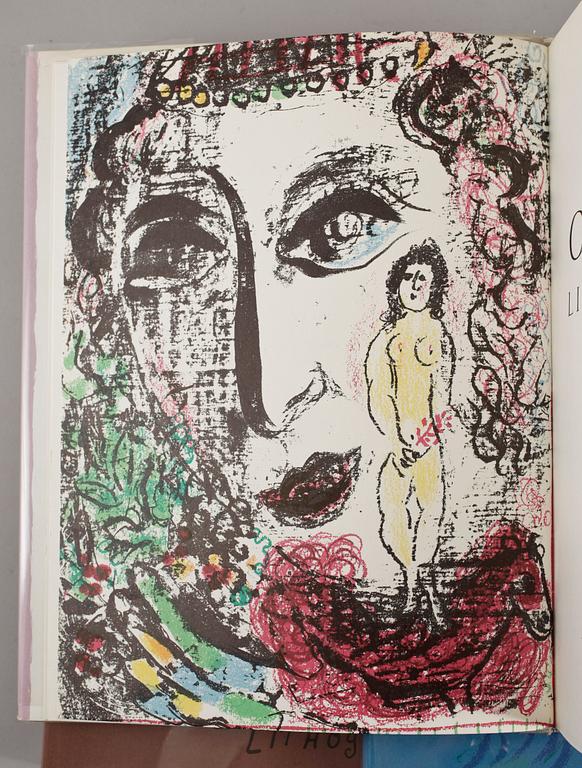 MARC CHAGALL, Bok (4 vol) med 28 litografier (inkl omslag) varav 21 i färg, textsid (franska), 1960 - 1974.