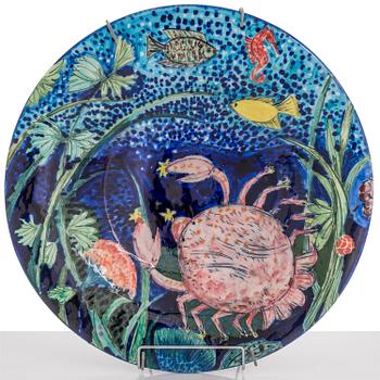 DORRIT VON FIEANDT, a decorative plate, 'Cancer ', from Horoscope series, signed DF Arabia. 1993-1997.