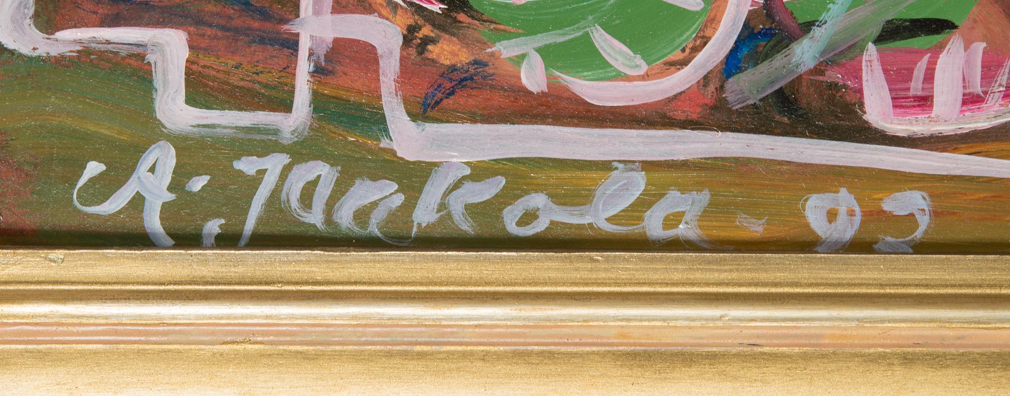 Alpo Jaakola, akryyli levylle, signeerattu ja päivätty -93.