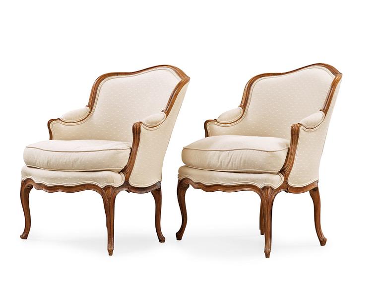 A pair of Louis XV 18th century armchairs.