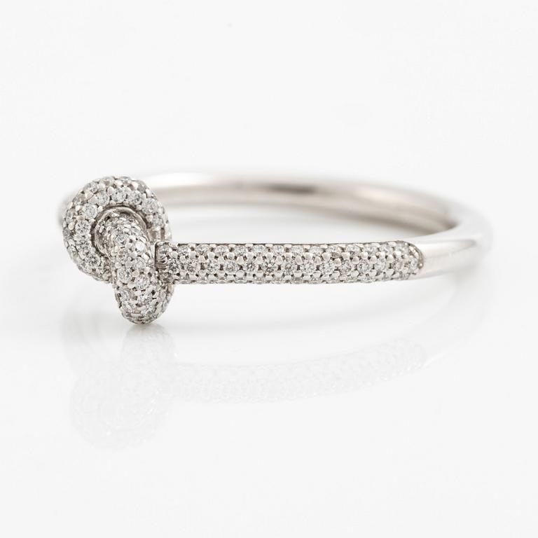 "Engelbert," Legacy Knot Ring Mini Pavé", 18K white gold with brilliant-cut diamonds.