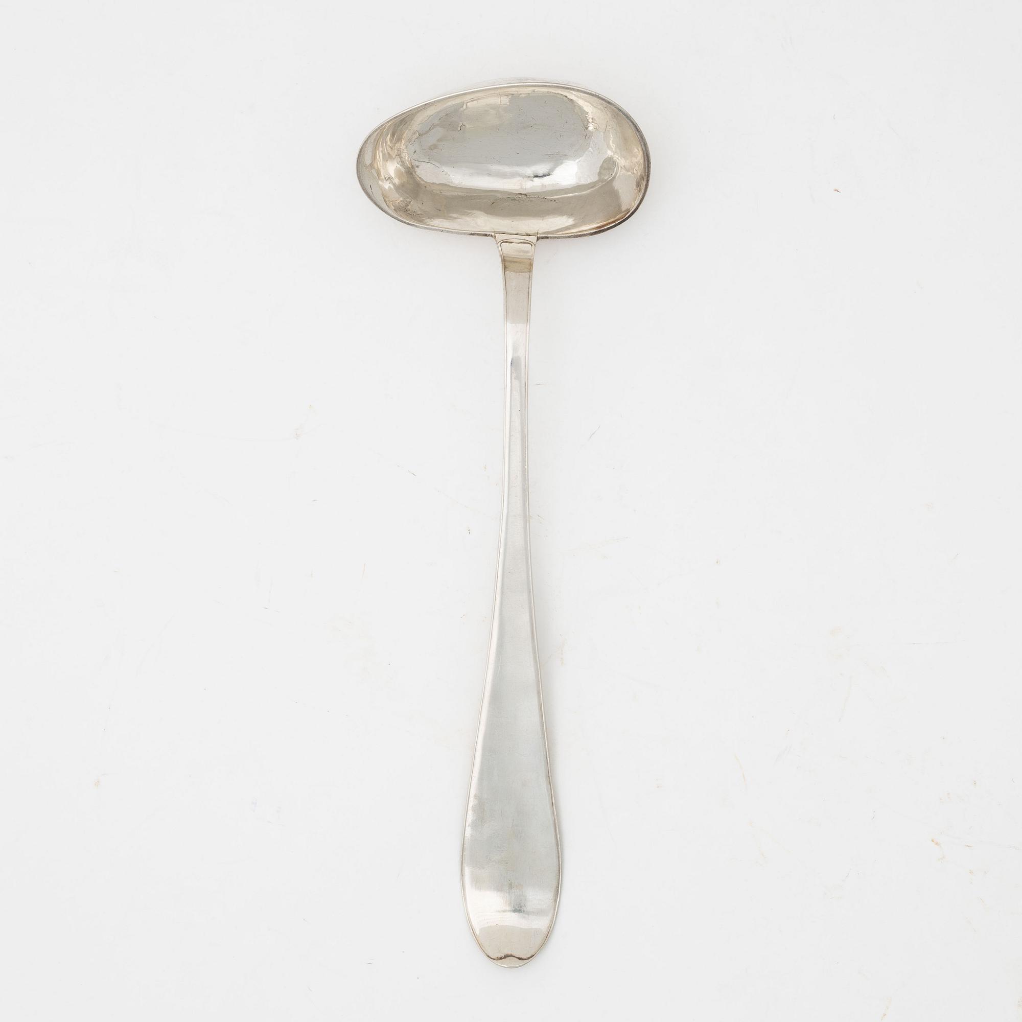 A Swedish silver soup ladle, mark of Wilhelm Smedberg, Karlstad 1791.