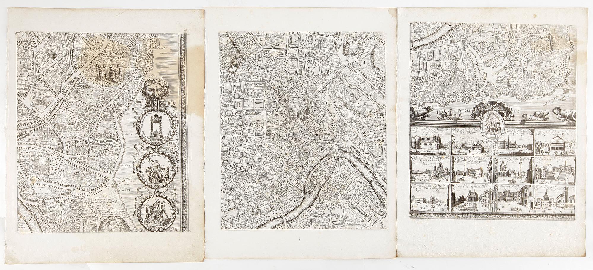 MATTEO GREGORIO DE RUBEIS, kopparstick, 1700-tal, 9 st blad.