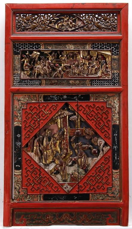 PANEL, trä. Kina 1700/1800-tal.