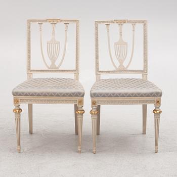 Eight Gustavian style chairs, Sweden, mid20th century/second half of the 20th century.