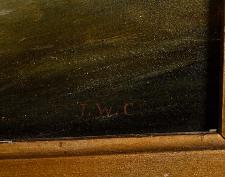 OKÄND KONSTNÄR, olja på pannå, signerad JWC, England, 1800-tal.