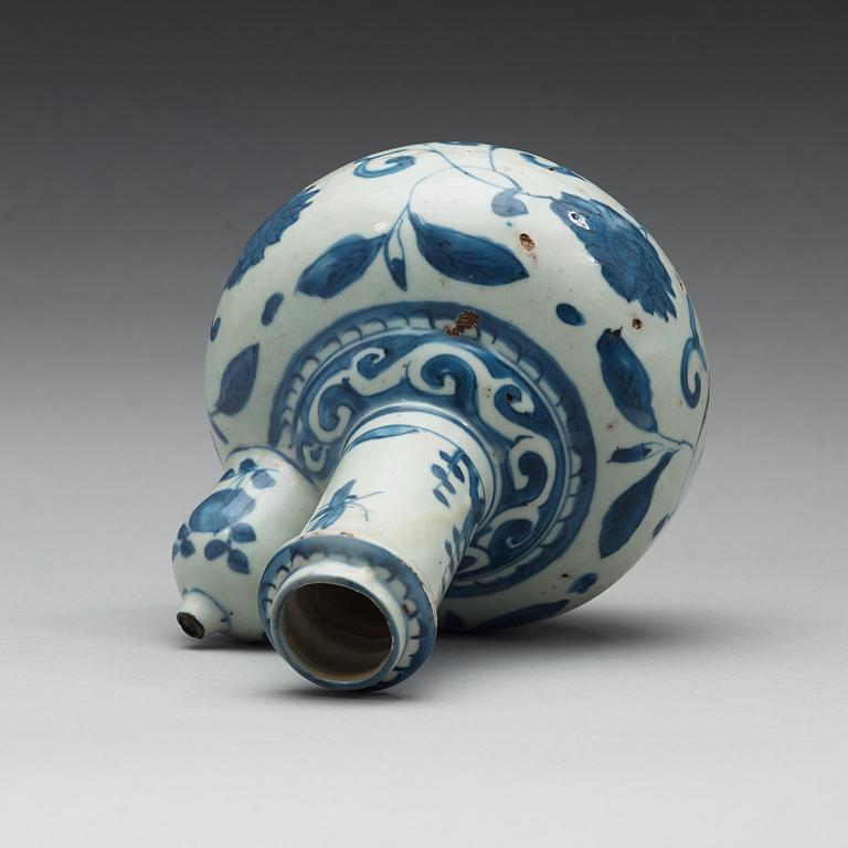 A blue and white kendi, Ming dynasty, (1368-1644).