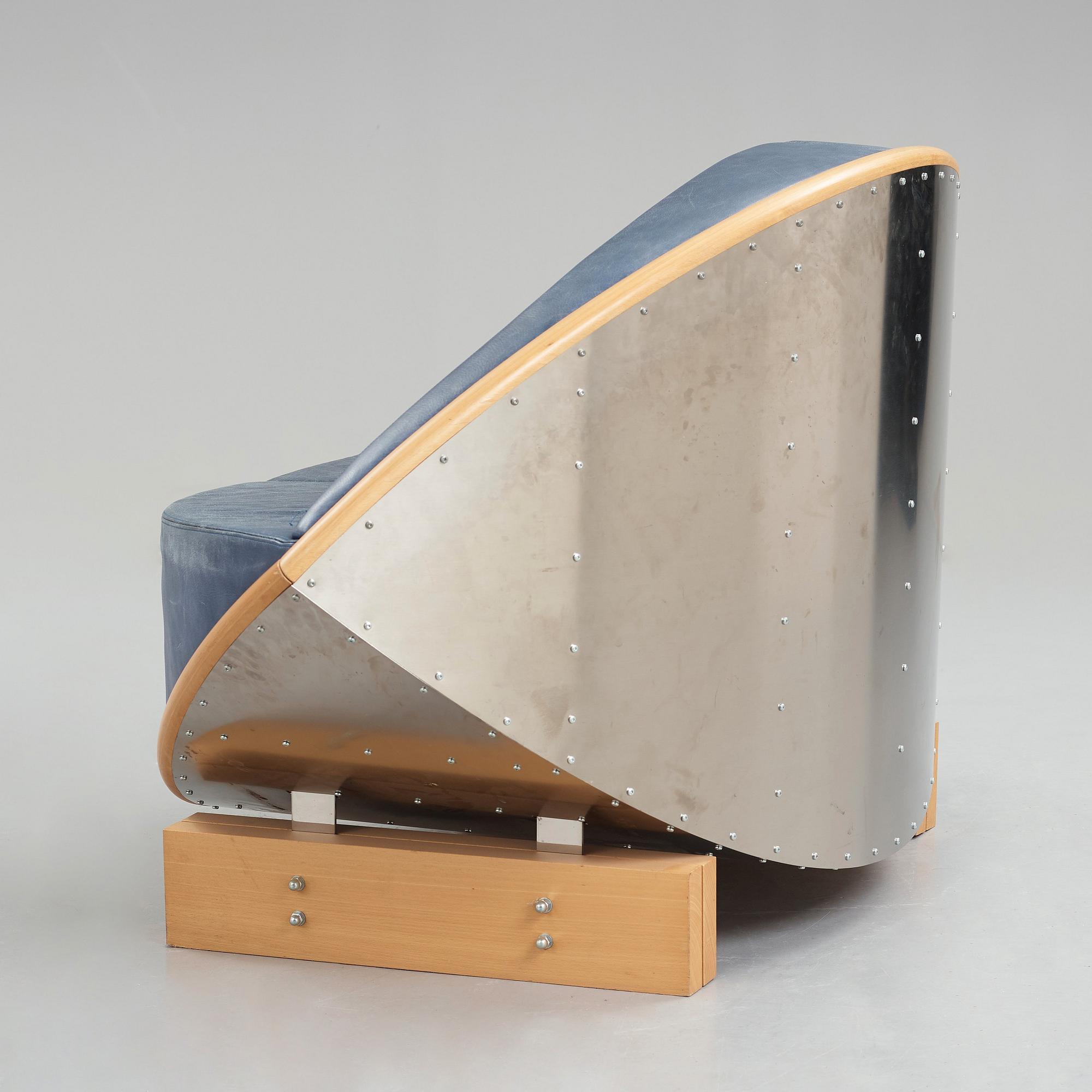 Sigurdur Gustafsson, a "Keflavik", beech, steel and leather sofa, Källemo, Sweden post 2000.