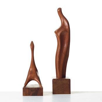 Johnny Mattsson, two unique teak sculptures, Gävle, Sweden ca 1950.