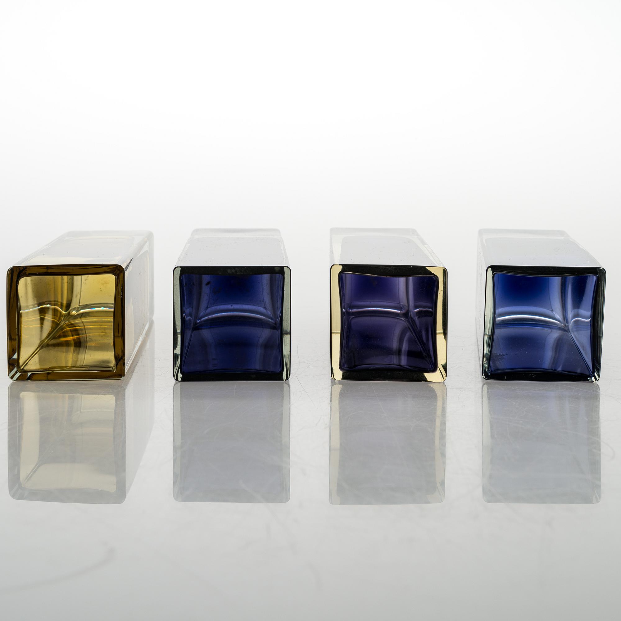 KAJ FRANCK, MALJAKOITA, 4 kpl, lasia. SIgneerattu Nuutajärvi Notsjö.