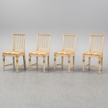 A set of two late Gustavian chairs and two chairs in late Gustavian-style, 19th and 20th Century.